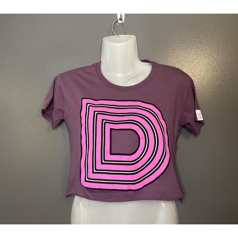 Dazed Shirt XS Purple Cropped Letter D Graphic Geometric Tee T-Shirt Top